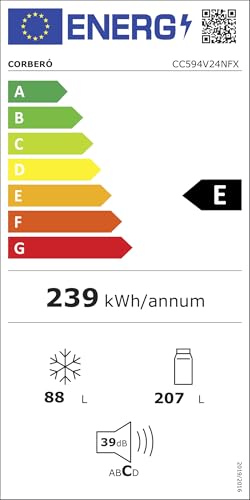 Corbero Frigorífico Combi 295L No Frost Inox LED 39dB