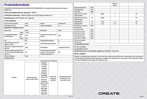 CREATE Retro Frigorífico 281L Vintage Blanco Roto Madera