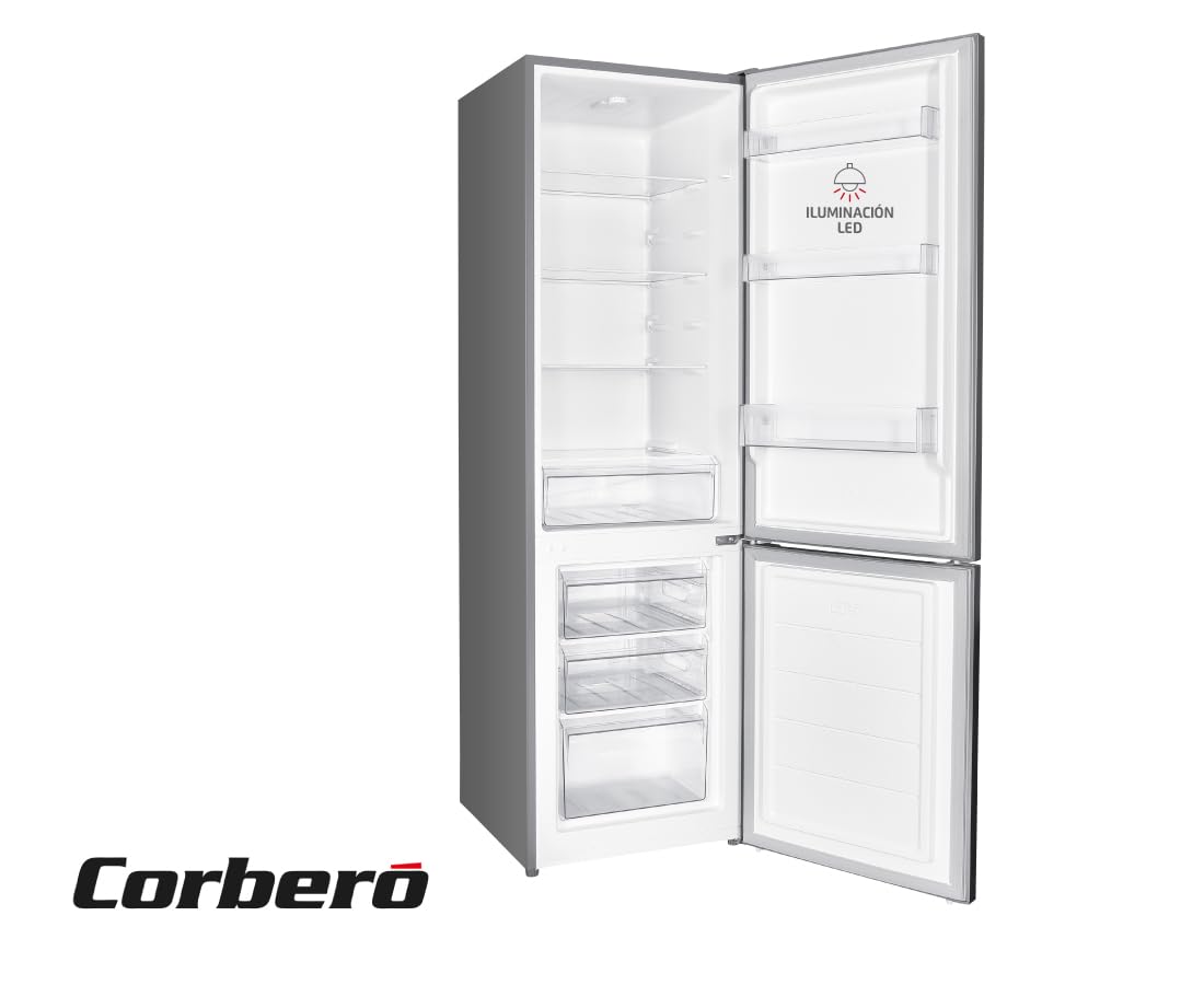 Corbero Frigorífico Combi 262L Inox LED Bajo Ruido E
