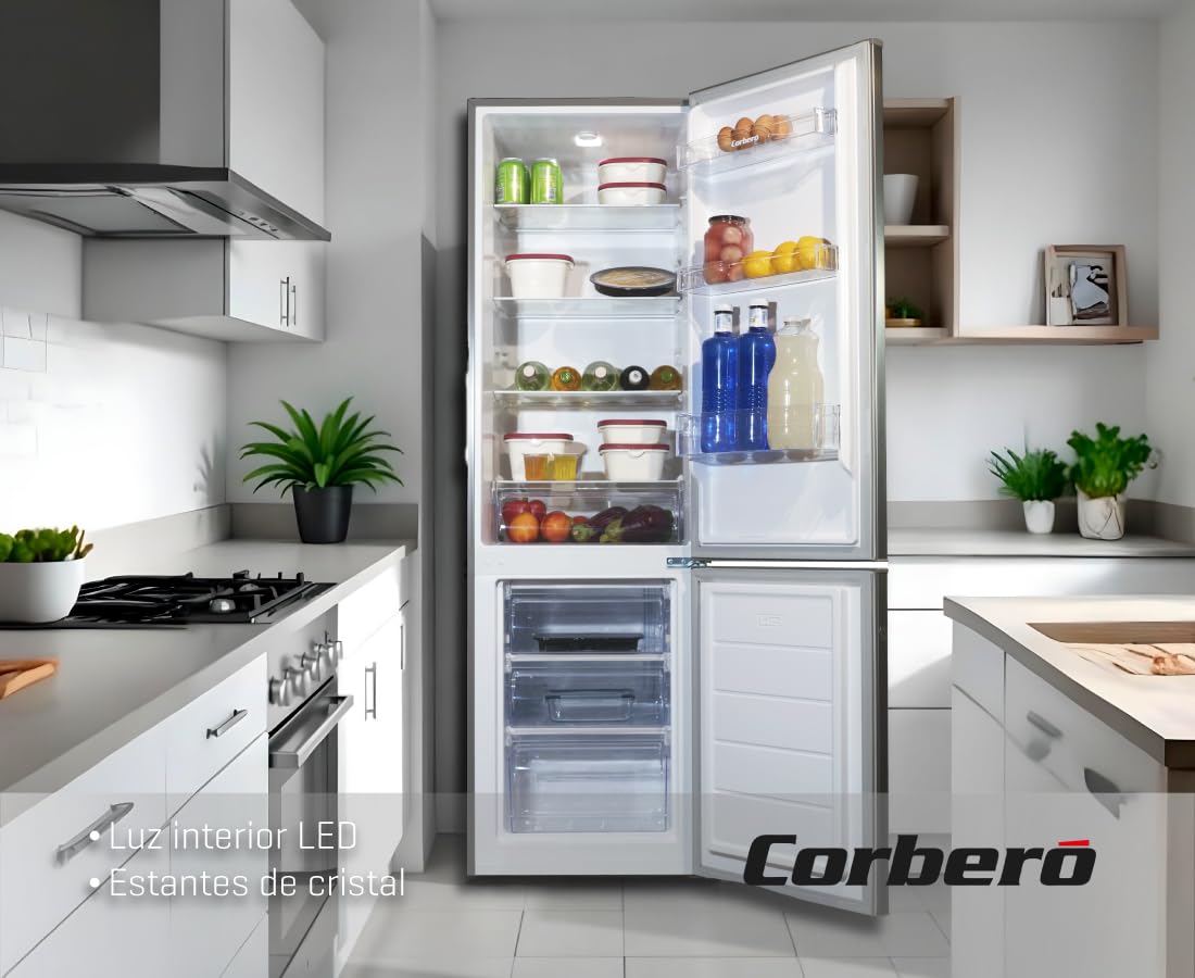 Corbero Frigorífico Combi 262L Inox LED Bajo Ruido E