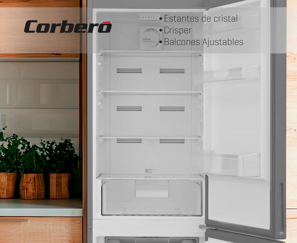 Corbero Frigorífico Combi 295L No Frost Inox LED 39dB