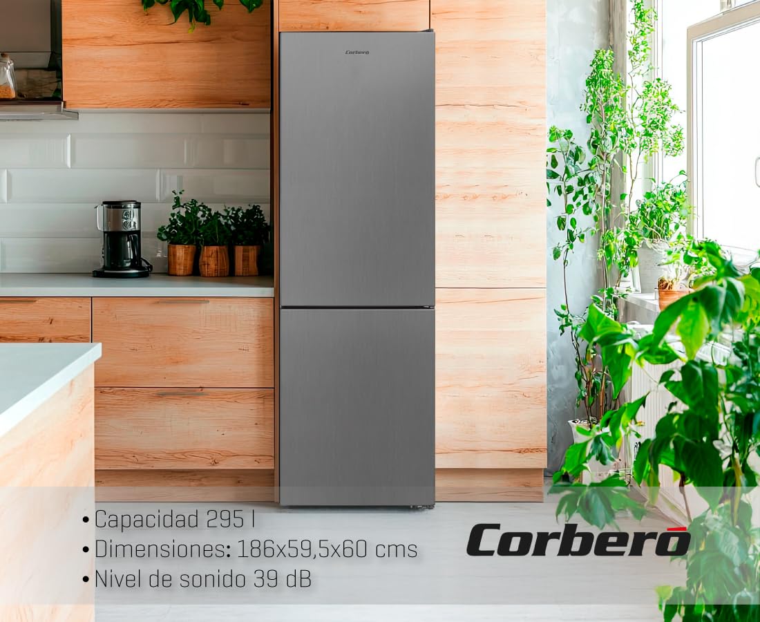 Corbero Frigorífico Combi 295L No Frost Inox LED 39dB