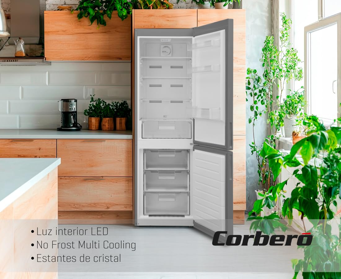 Corbero Frigorífico Combi 295L No Frost Inox LED 39dB