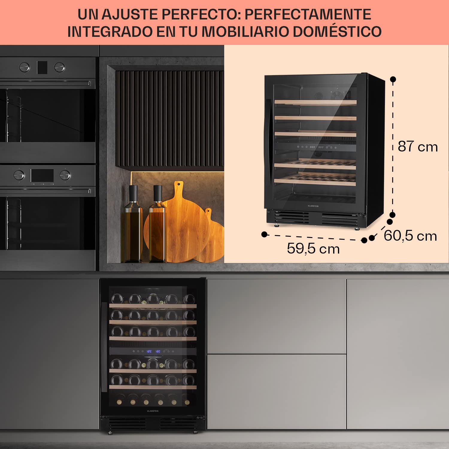 Klarstein Vinoteca 51 Botellas Nevera Vino Dos Zonas Cristal