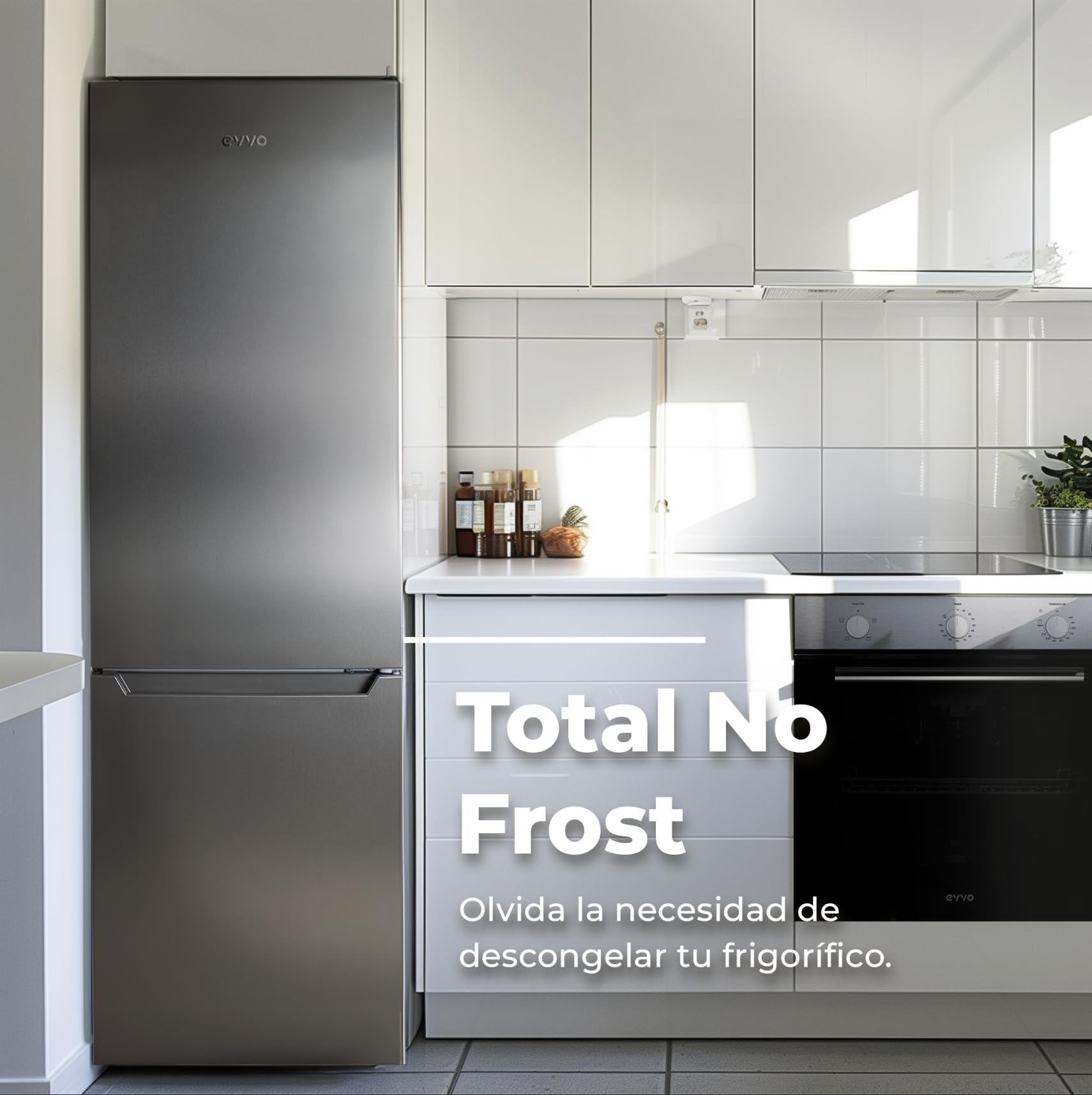 EVVO Frigorífico Combi 250L No Frost Inox Inverter LED