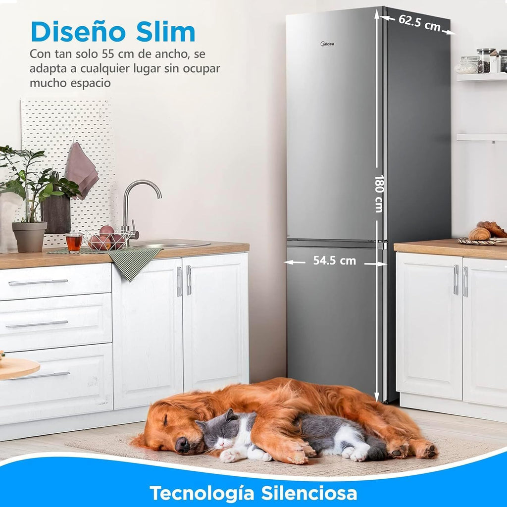 Midea Frigorífico Combi 270L No Frost Inox Bajo Consumo