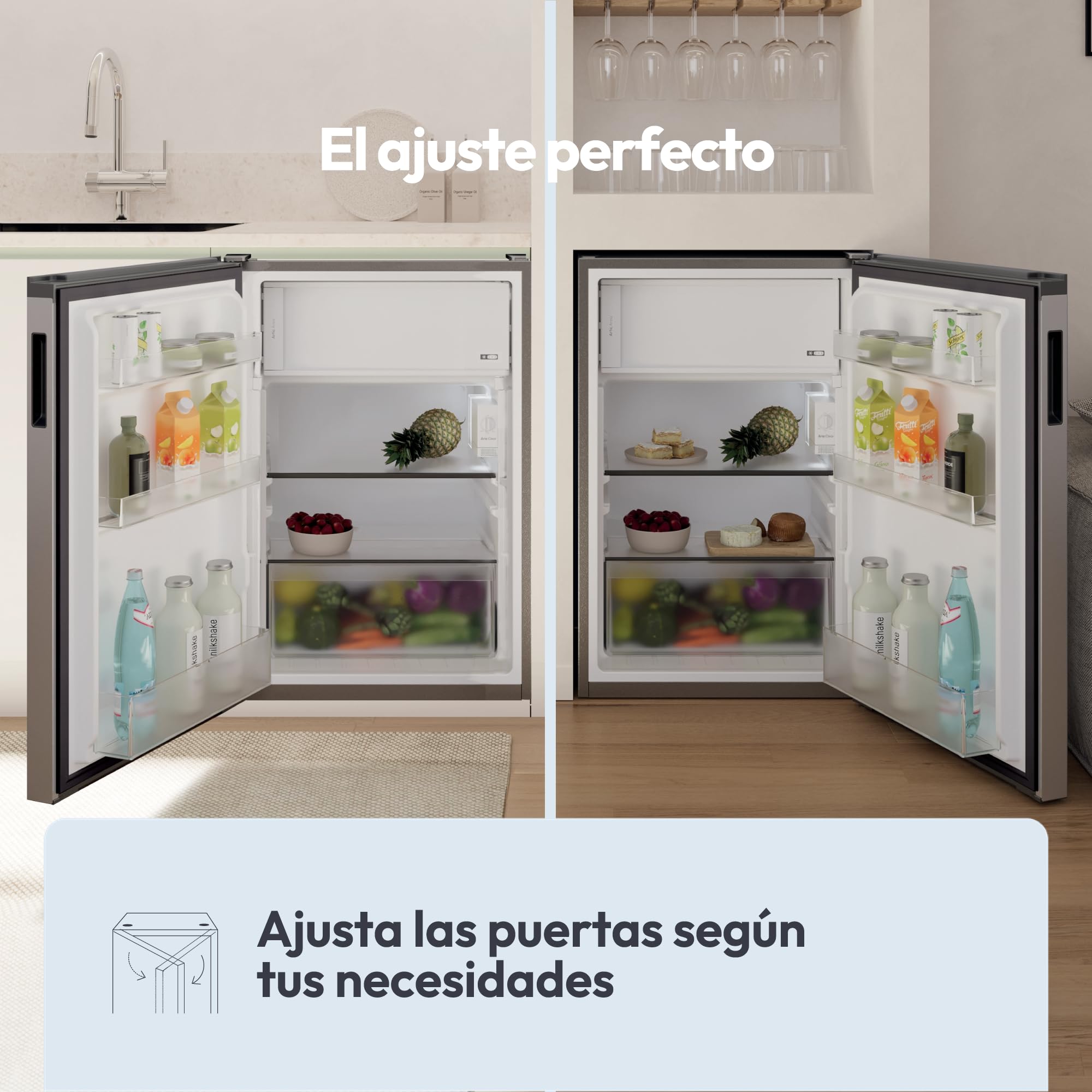 Candy Frigorífico Mini 129L Inox LED Silencioso 37dB