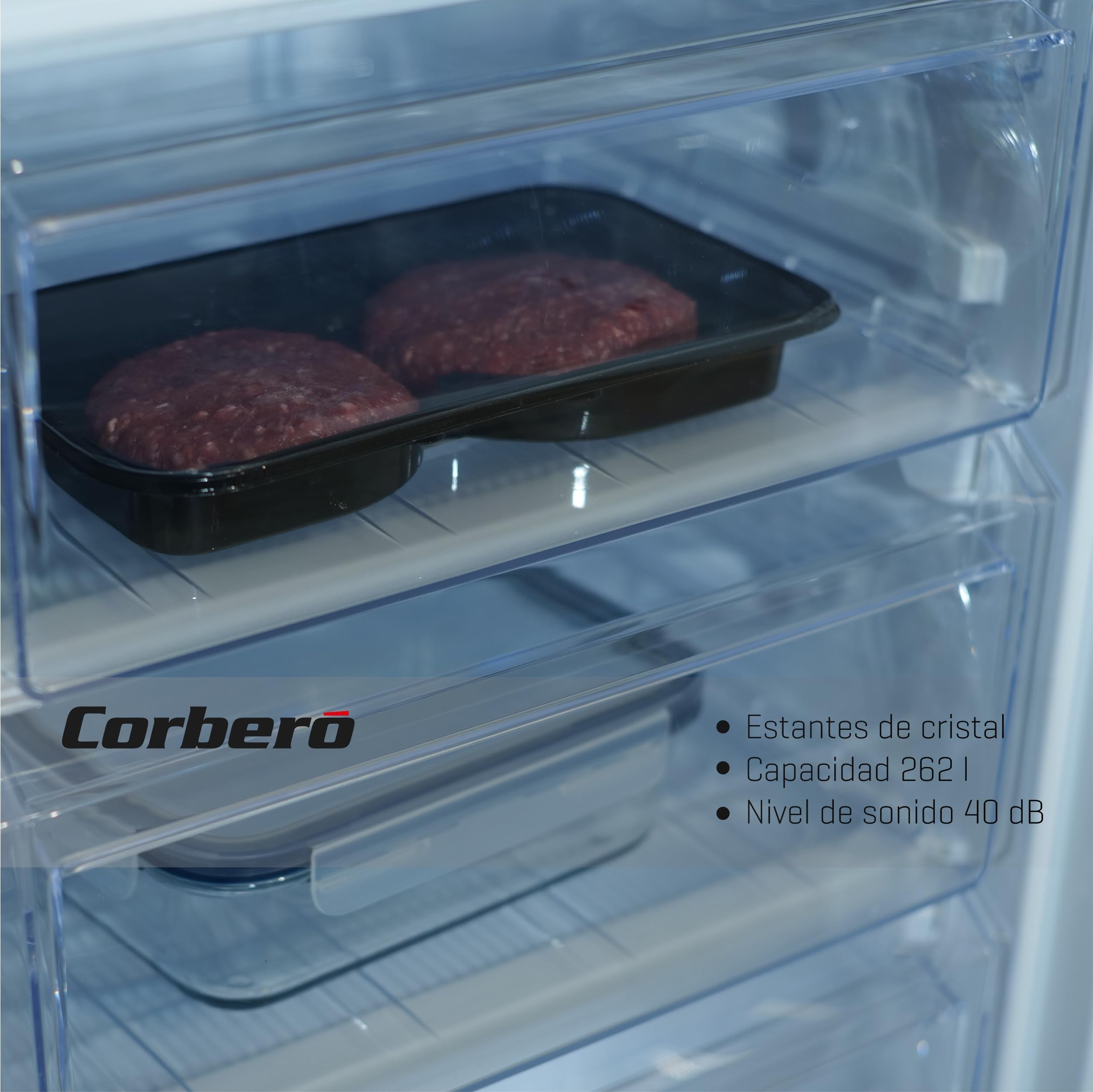 Corbero Frigorífico Combi 262L Inox LED Bajo Ruido E