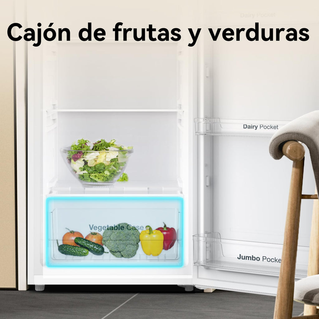 VOK Frigorífico 2 Puertas 206L Blanco LED Clase E Compacto