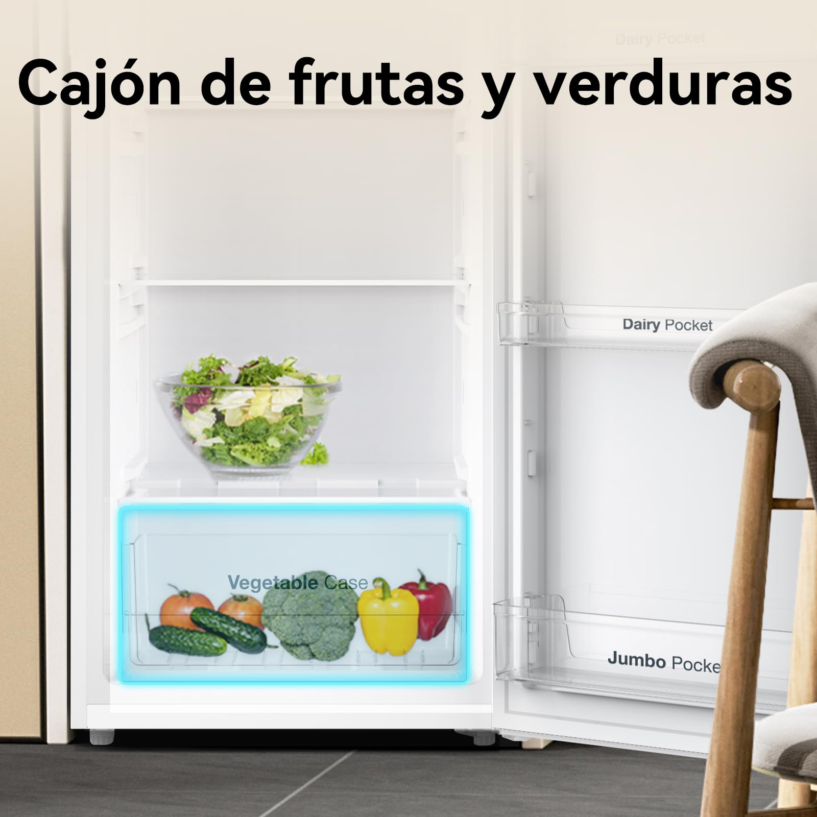 VOK Frigorífico 2 Puertas 206L Blanco LED Clase E Compacto