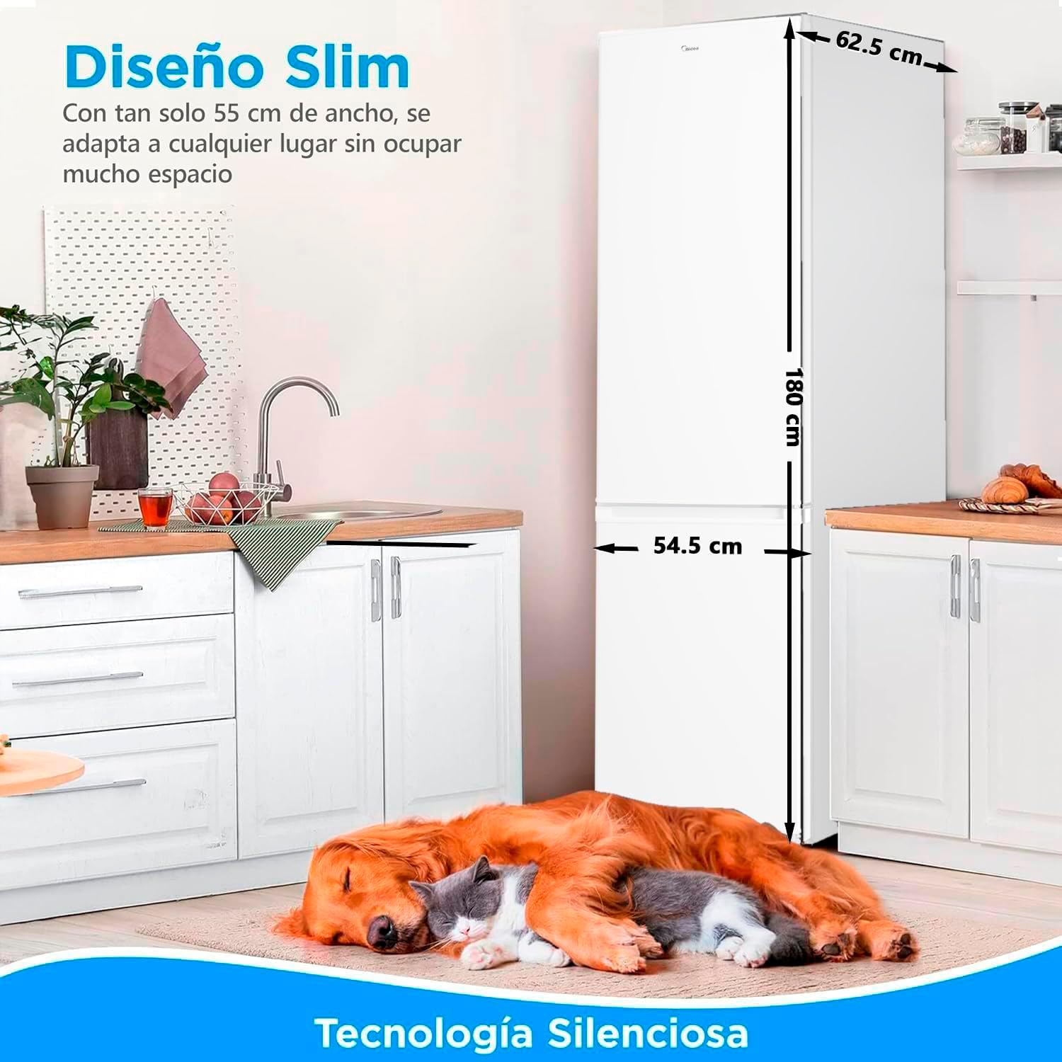 Midea Frigorífico Combi No Frost 270L Blanco Bajo Consumo