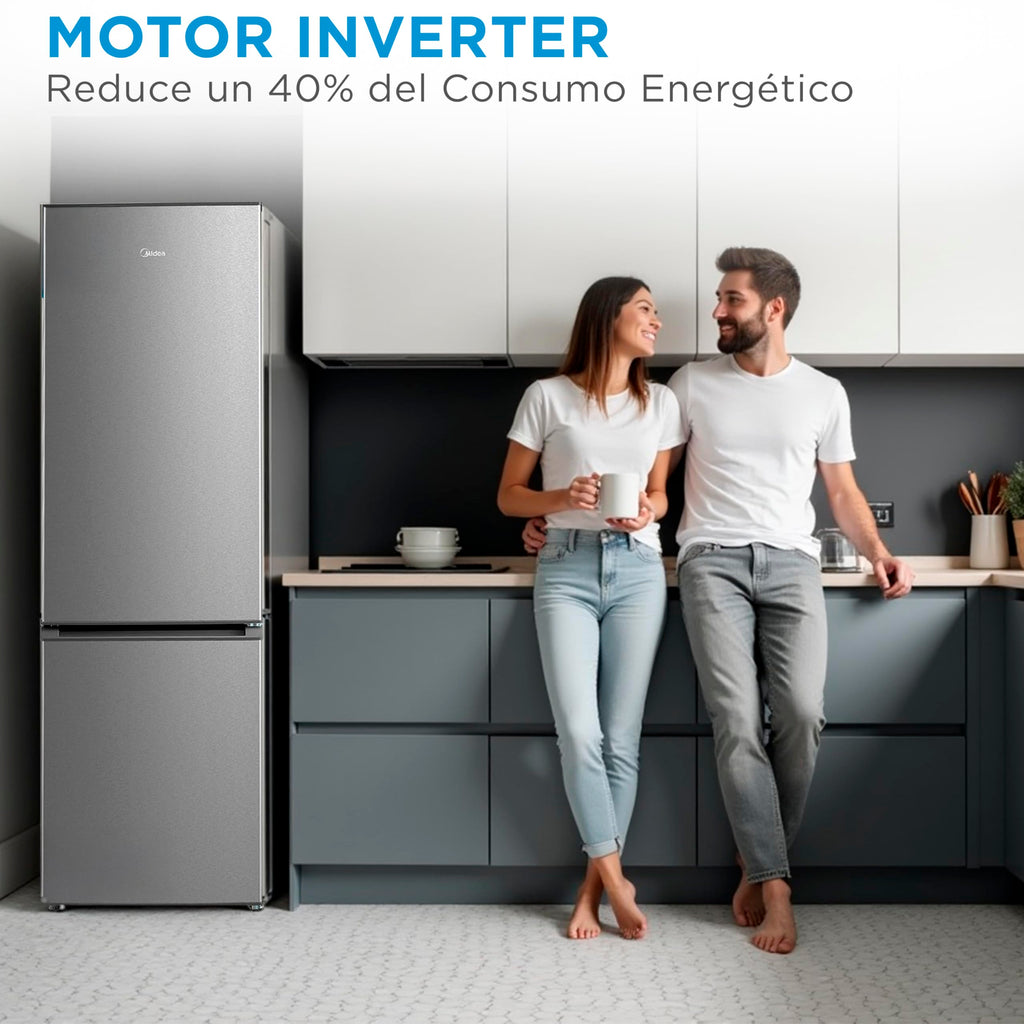 Midea Frigorífico Combi 270L No Frost Inox Bajo Consumo