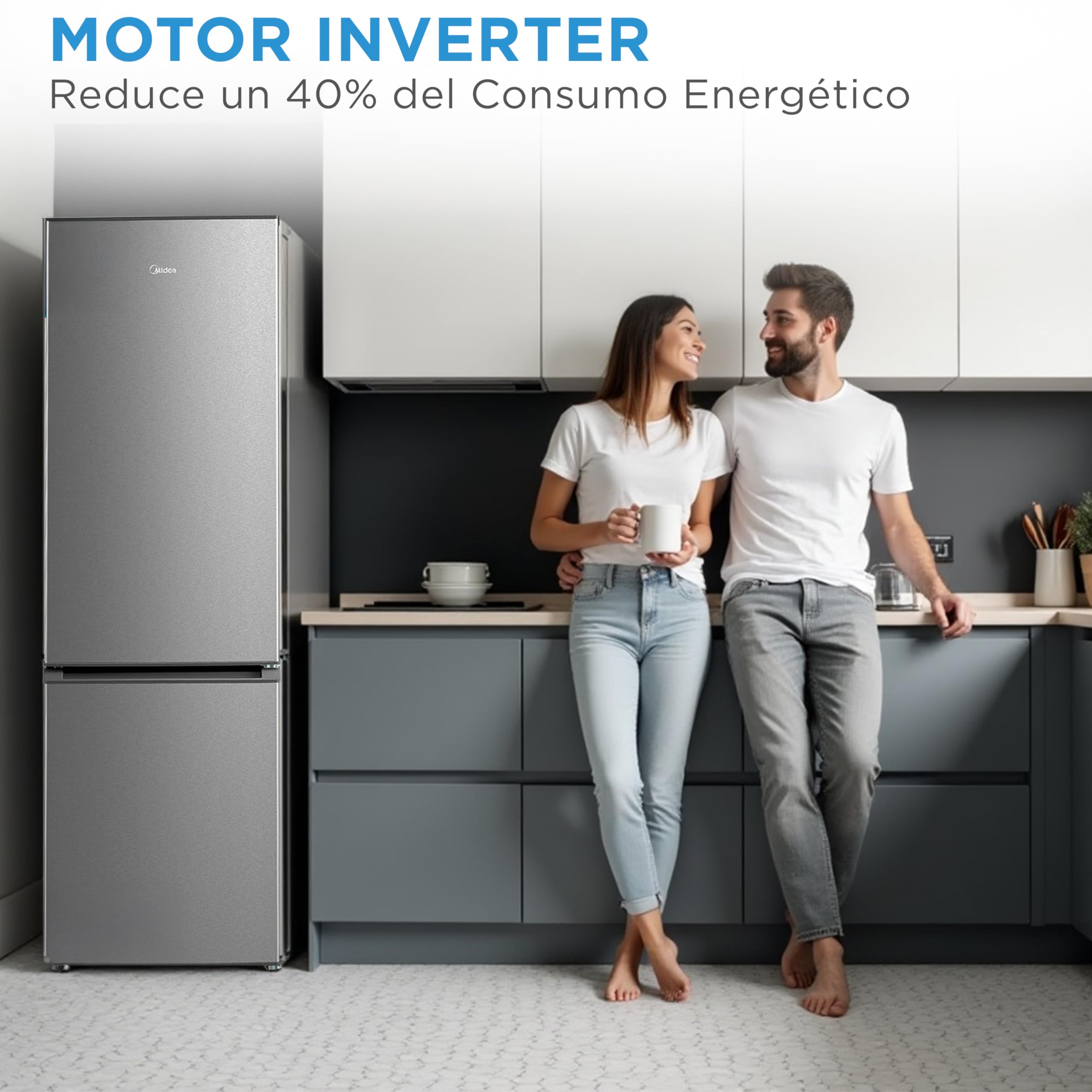 Midea Frigorífico Combi 270L No Frost Inox Bajo Consumo