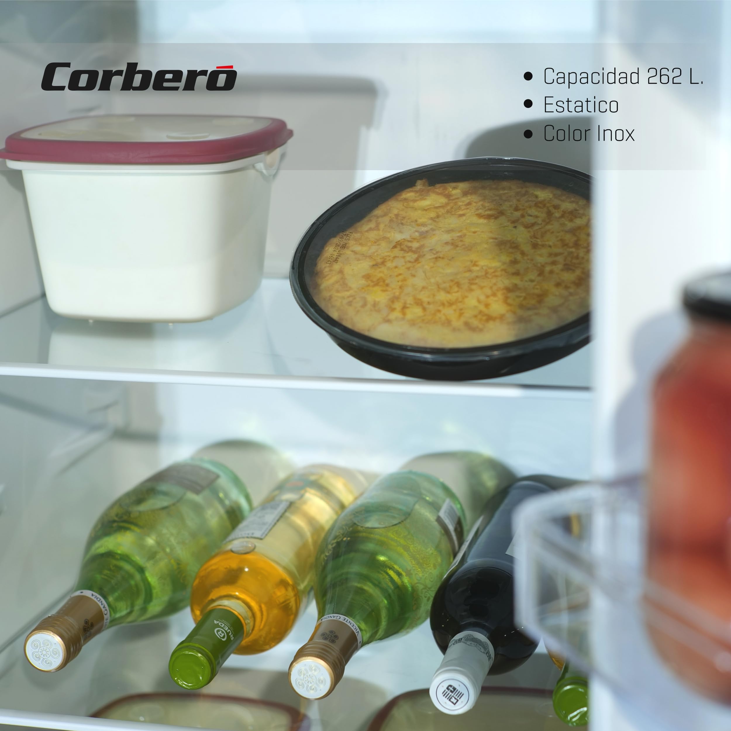 Corbero Frigorífico Combi 262L Inox LED Bajo Ruido E
